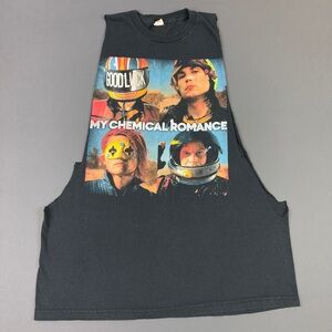 Vintage Y2K My Chemical Romance Emo Punk Band Tee Cut Off Sleeve Tour Concert